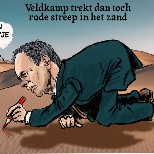 Veldkamp trekt dan toch rode streep in het zand