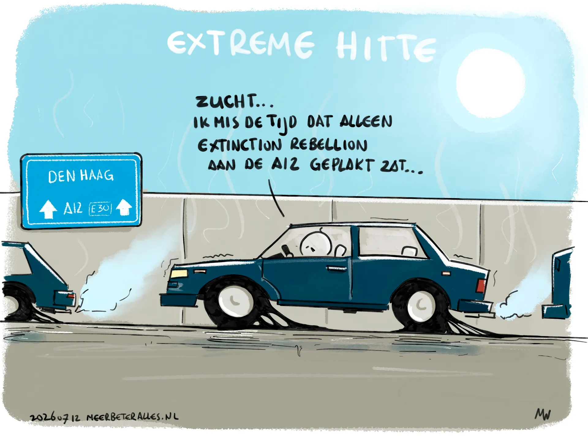 Het asfalt heeft zwaar te lijden onder de hitte van ons nieuwe klimaat... - Joop - BNNVARA