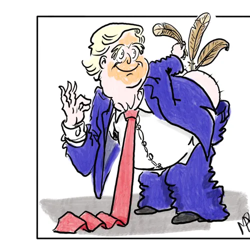 In Davos steekt Trump met name heel veel veren in zijn eigen...