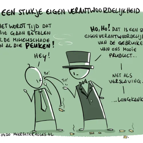 Stinkendrijke tabaksindustrie schuift verantwoordelijkheid voor smerige business steevast af