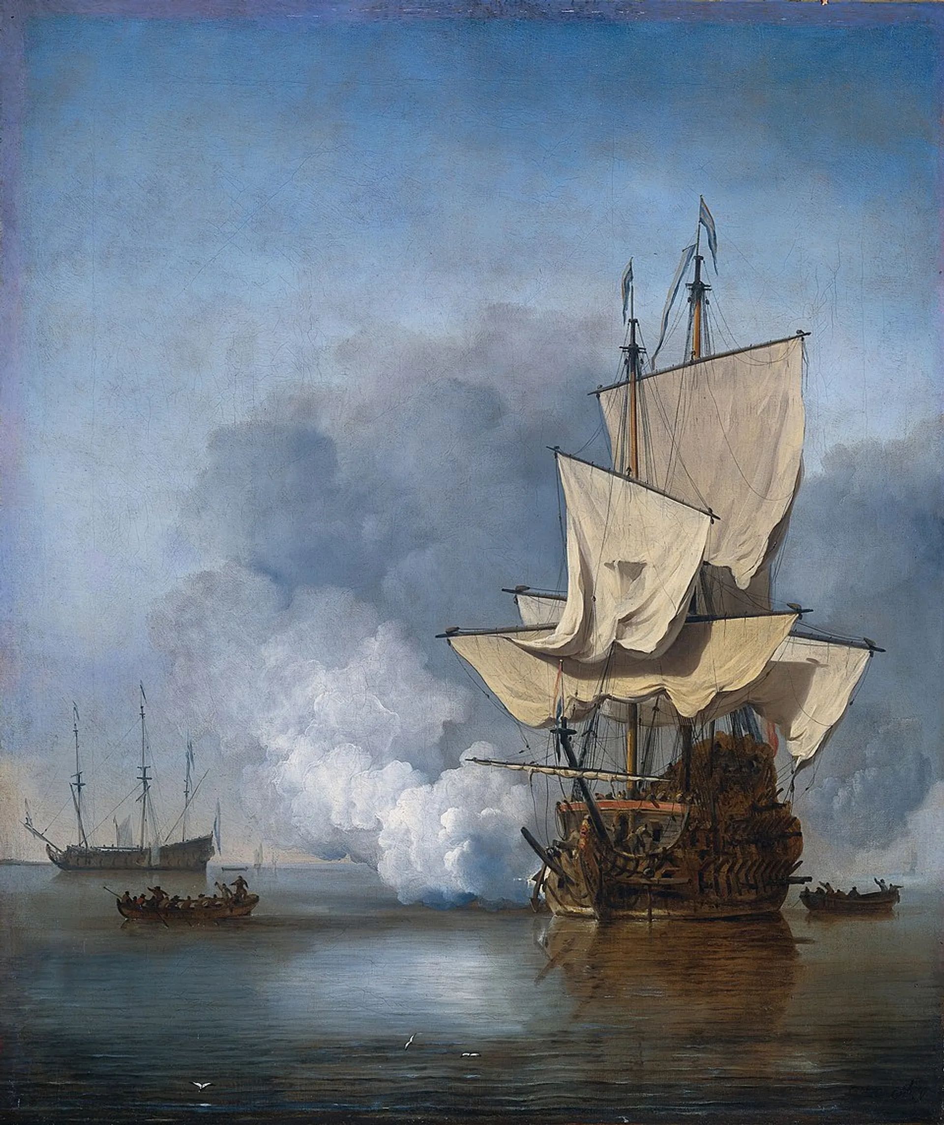 Het_Kanonschot_-_Canon_fired_(Willem_van_de_Velde_II,_1707)