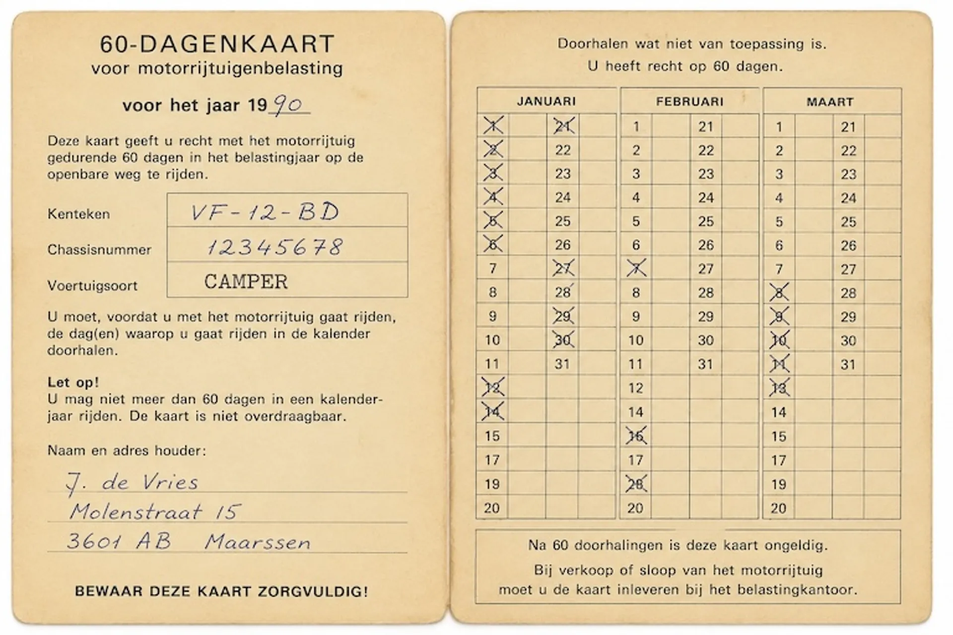 60 dagen kaart