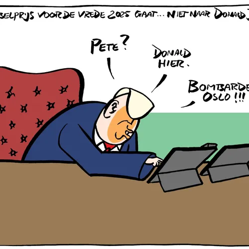 Voditelj oddaje 'The Daily Show' izžvižgan zaradi izjave o Nobelovi nagradi za Trumpa, strip pa prikazuje, da je Trump ne bo prejel.