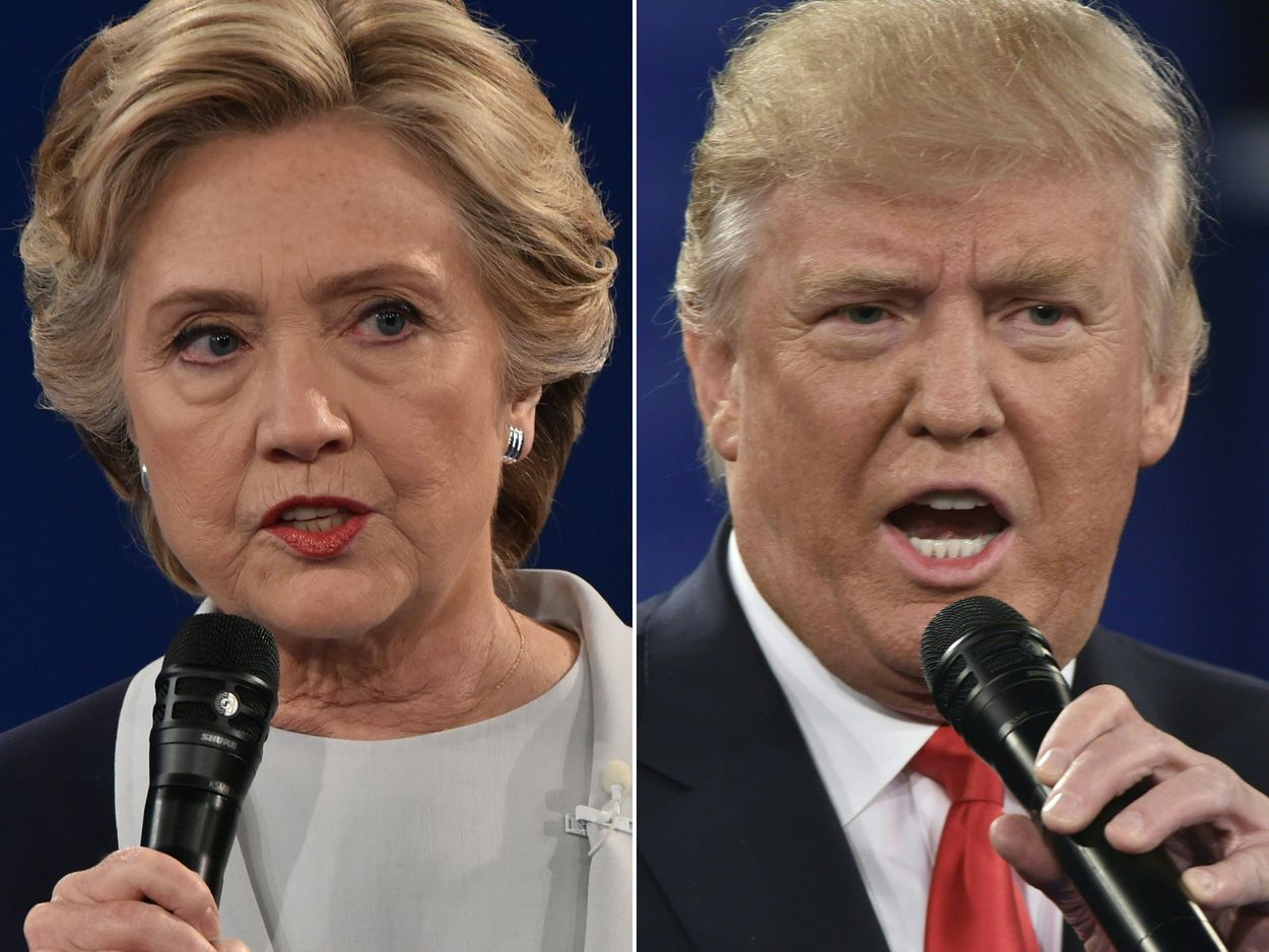 Afbeelding van Donald Trump vecht zich door presidentieel debat, verliest toch