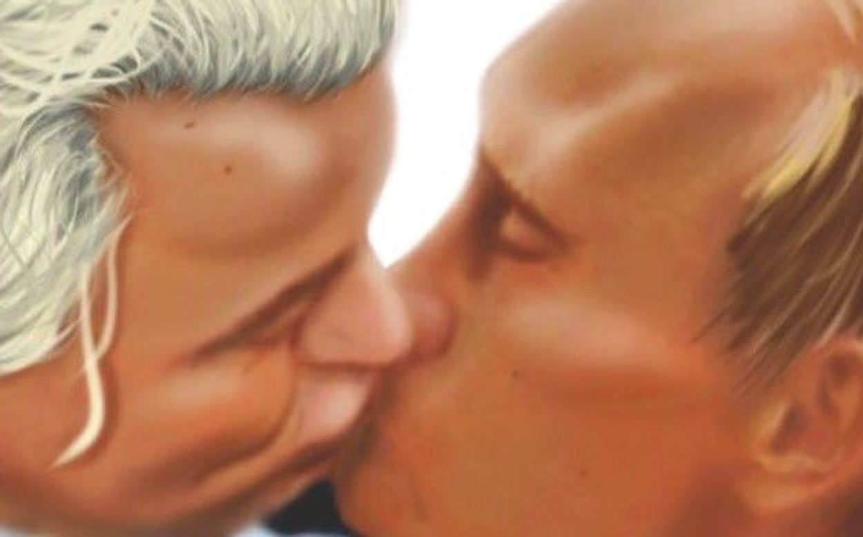 Afbeelding van Wilders mag in Amsterdam wél met Poetin zoenen