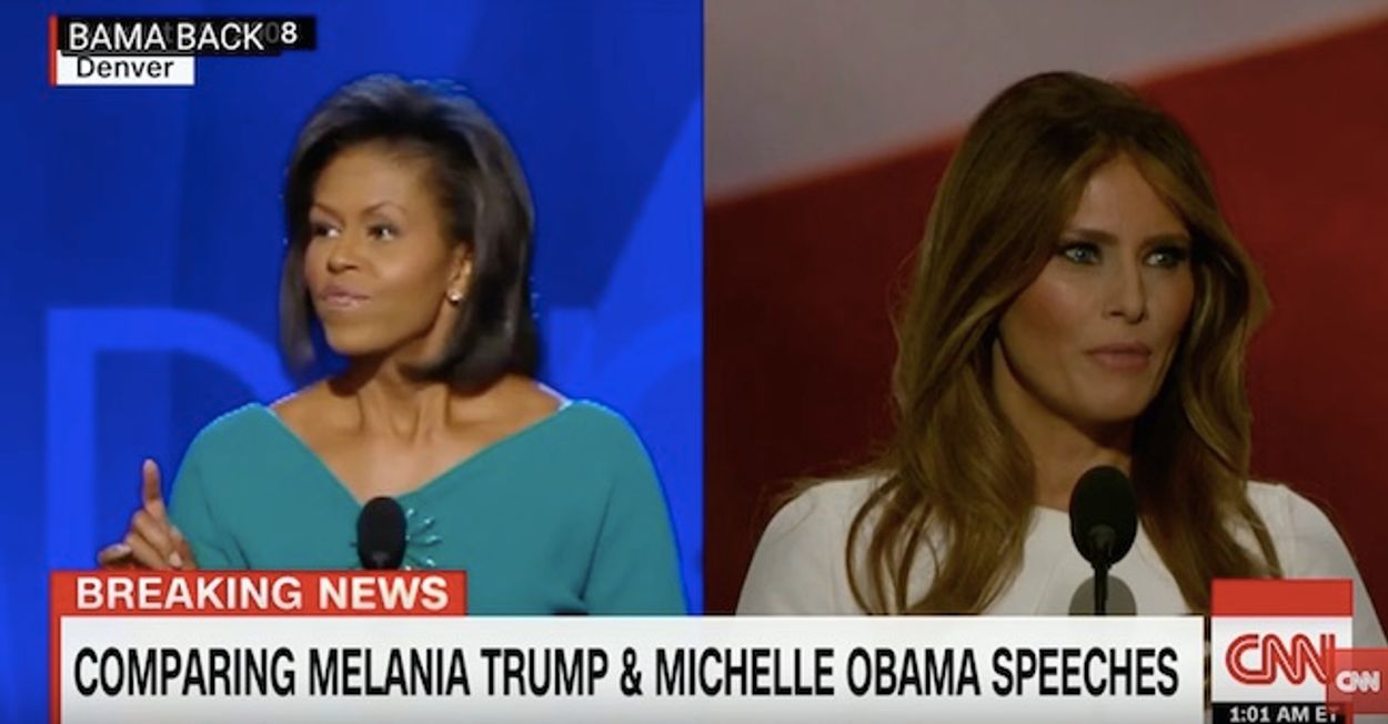 Afbeelding van Zoek de verschillen: Melania Trump plagieert speech Michelle Obama