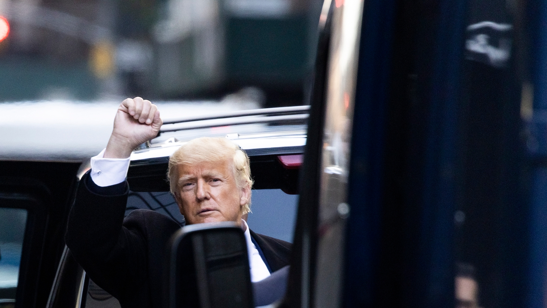 Former President Trump Leaves Building in New York
