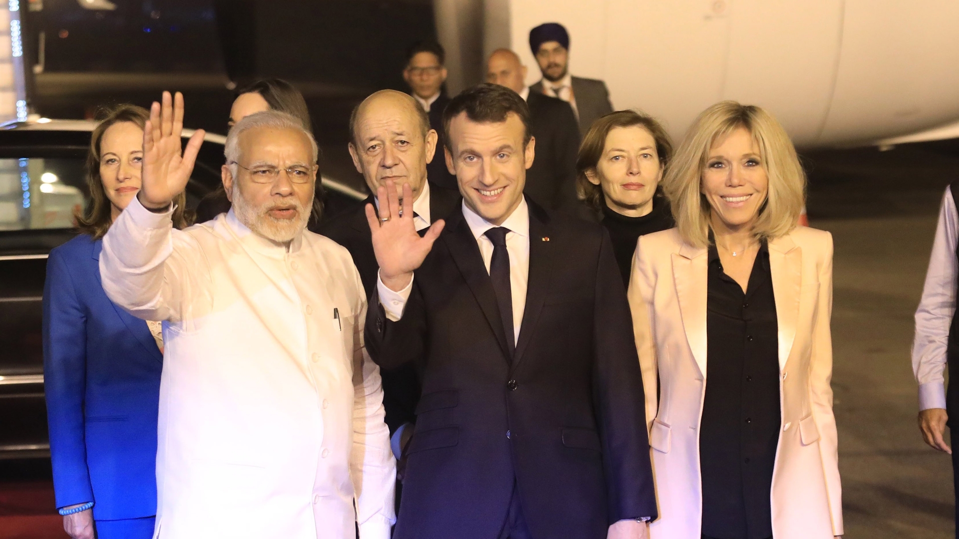 French President Emmanuel Macron arrives in New Delhi