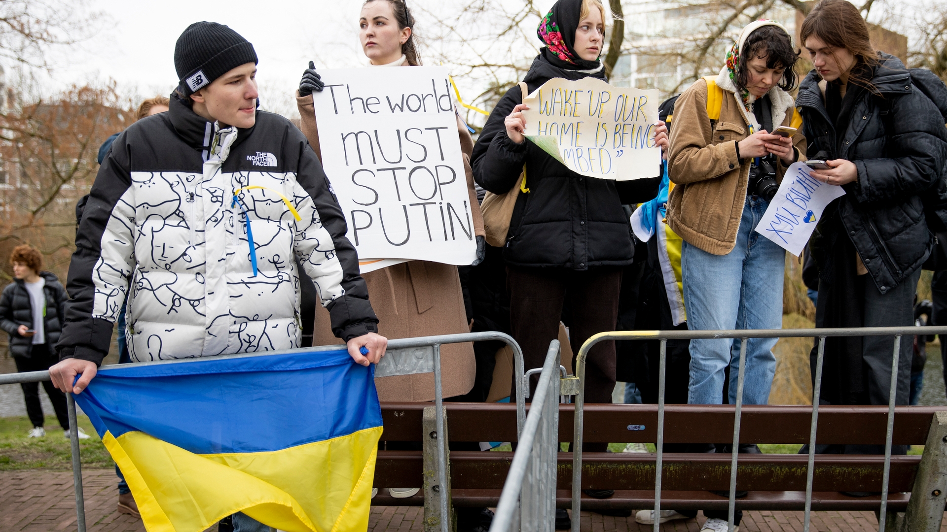 Demonstratie voor Oekraine in centrum Den Haag