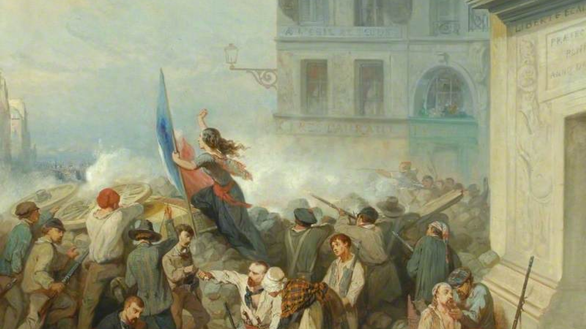 Gabe, Nicolas Edward, 1814-1865; The Barricade at Porte St Denis, Paris 1848