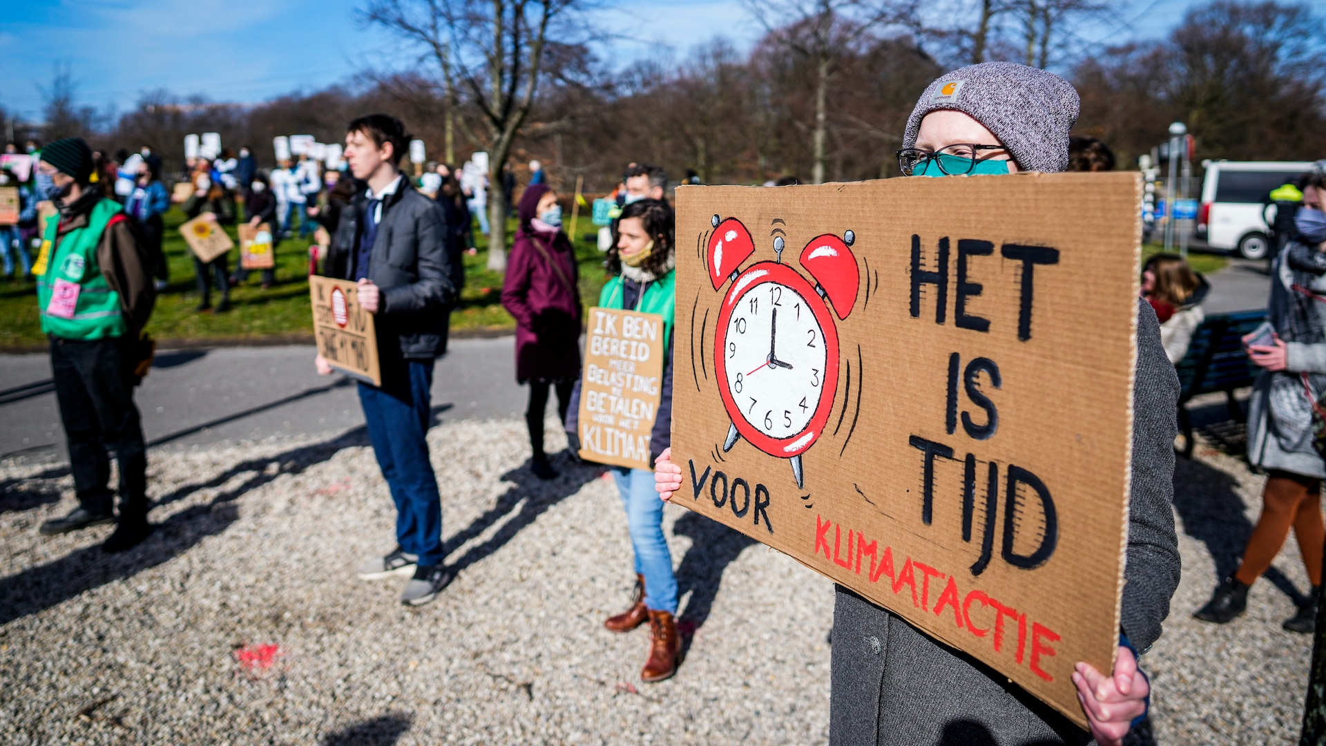 Protestactie voor klimaat op de Haagse Koekamp