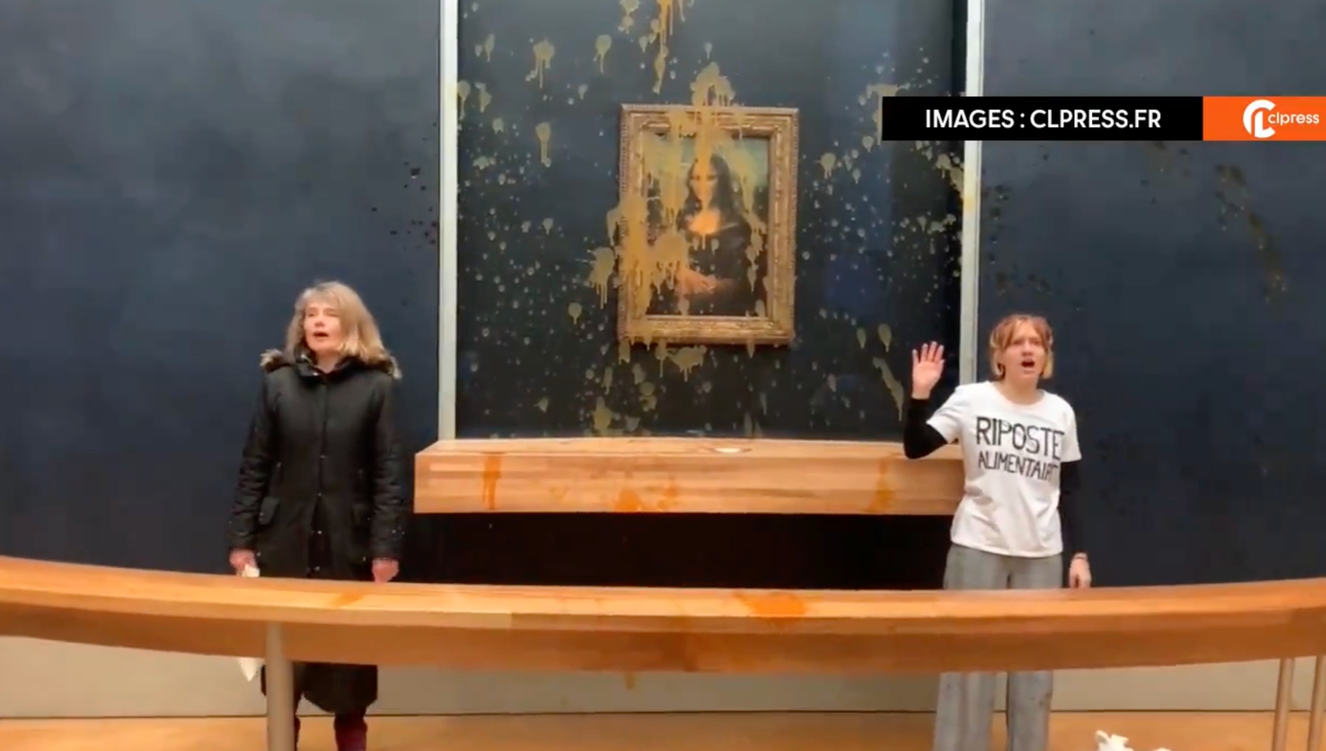 Afbeelding van Klimaatactivisten gooien soep tegen kunstwerk Mona Lisa