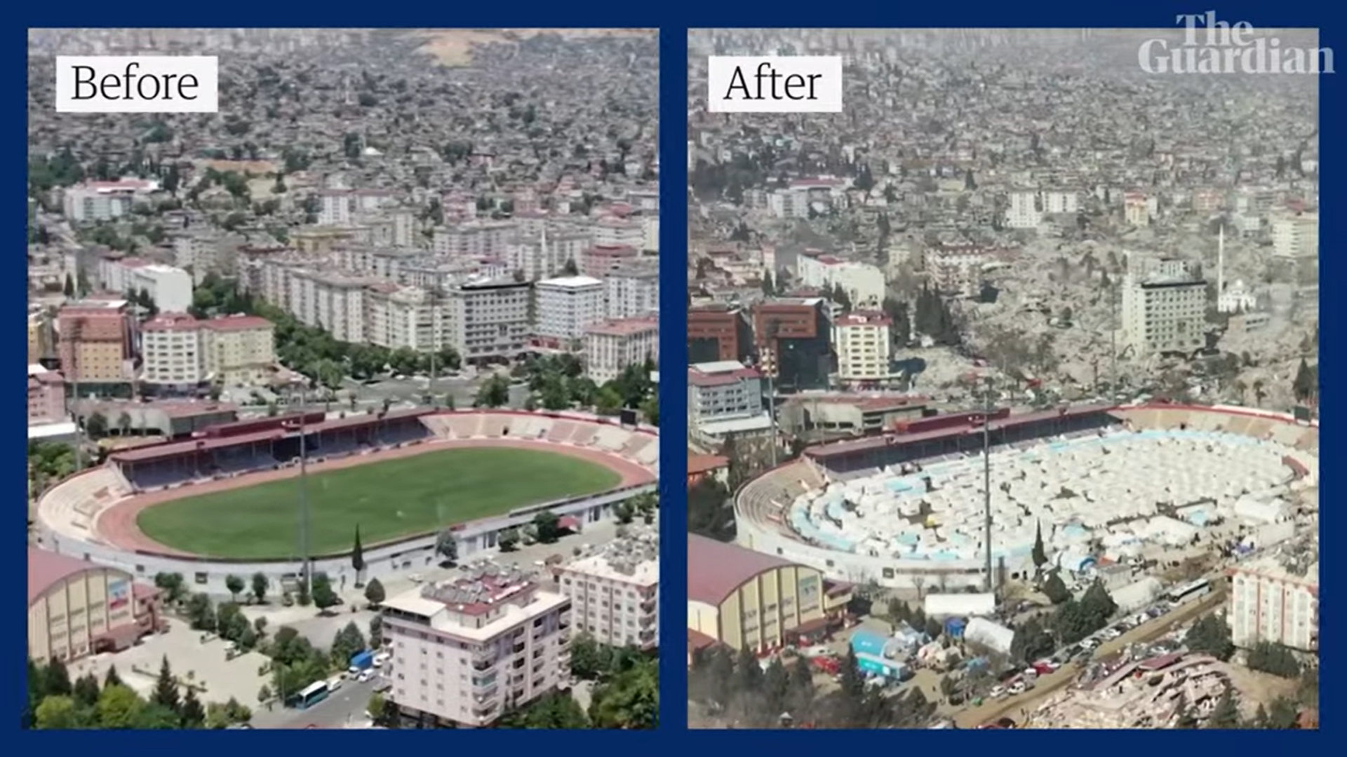Afbeelding van Voor- en nabeelden tonen ongekende ravage in Turkse stad
