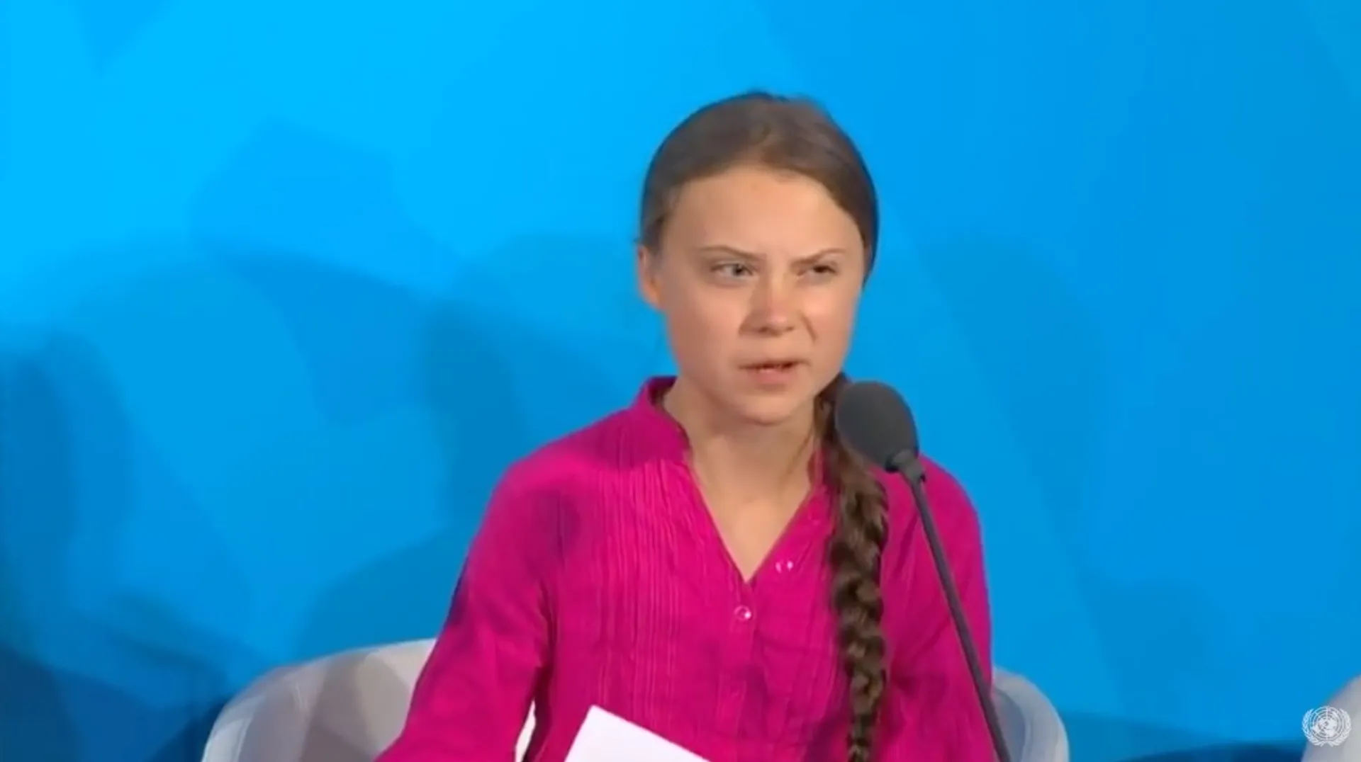 Afbeelding van Greta Thunberg waarschuwt VN: Waag het niet mijn generatie te verraden