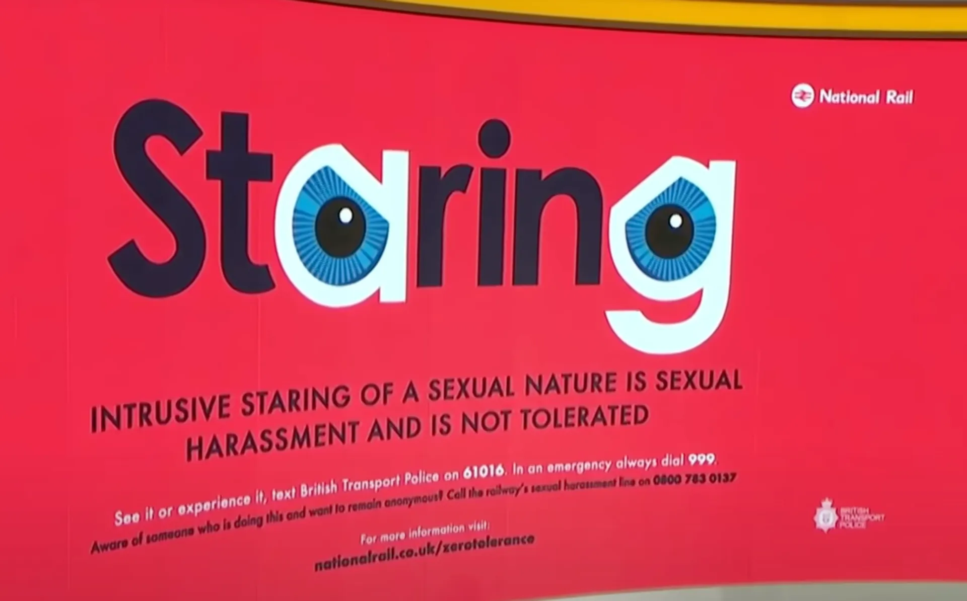 In het Britse openbaar vervoer is naar een ander staren strafbaar