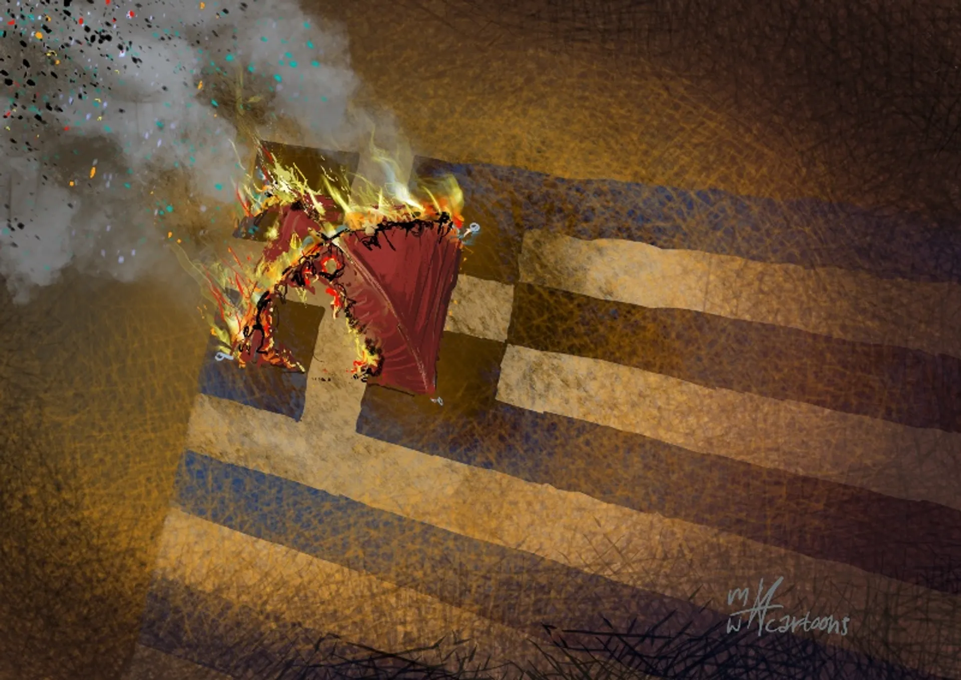 Afbeelding van Vluchtelingenkamp Moria afgebrand