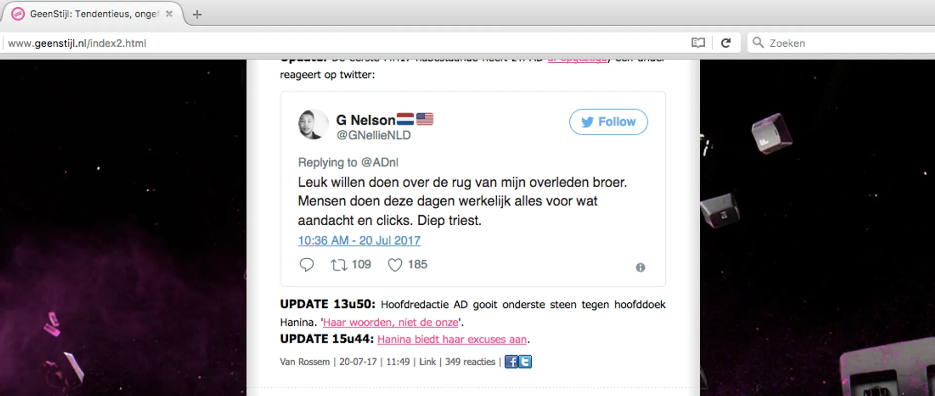 Afbeelding van GeenStijl zet twittertrol in om woede tegen AD-columniste op te stoken