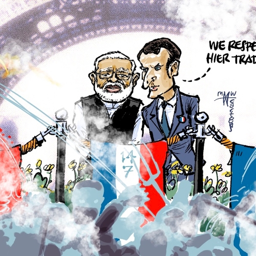 Macron nodigt populistische mensenrechtenschender Modi uit voor viering Franse revolutie