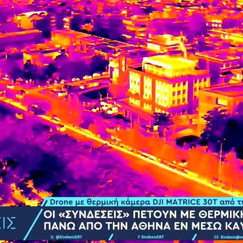 Extreme hittegolf in Athene, thermische drone meet oppervlakte-temperatuur van 96 graden