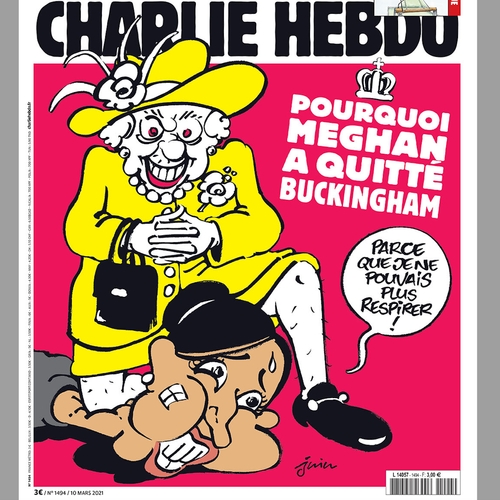 Afbeelding van Ophef: Charlie Hebdo vergelijkt Meghan Markle met George Floyd