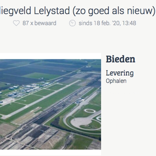 Vliegveld Lelystad staat te koop op Marktplaats