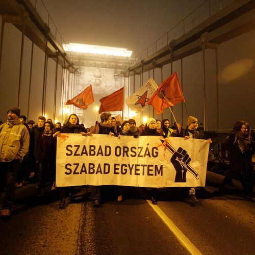 Afbeelding van Protesten Hongarije tegen 'slavenwet' Orban