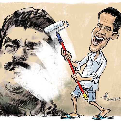 Afbeelding van Cartoon: Guaidó probeert het weer